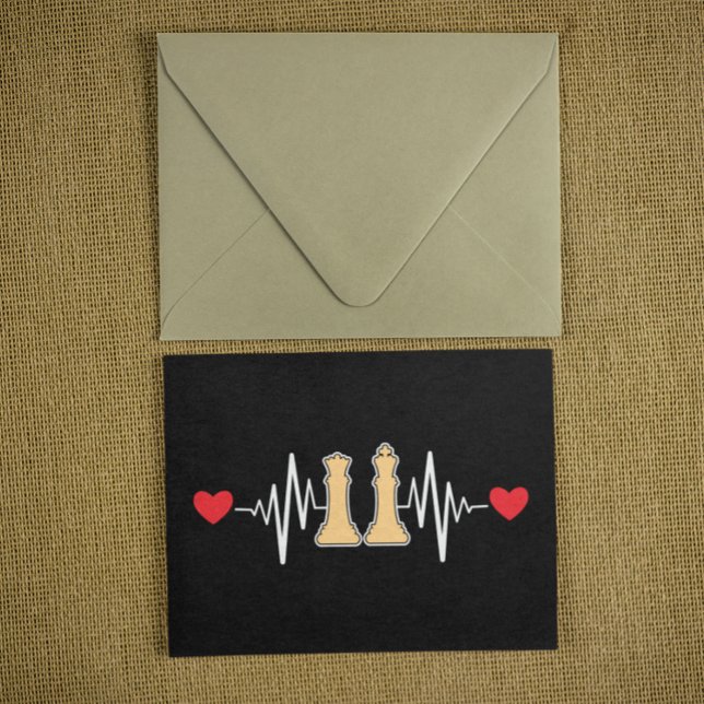 Chess Heartbeat Checkmate Vintage  Postcard (chess heartbeat black postcard)