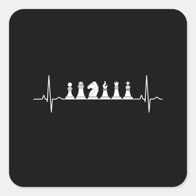 Chess Heartbeat Play Chess Square Sticker (Front)