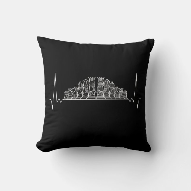 Chess Heartbeat Throw Pillow (Front)