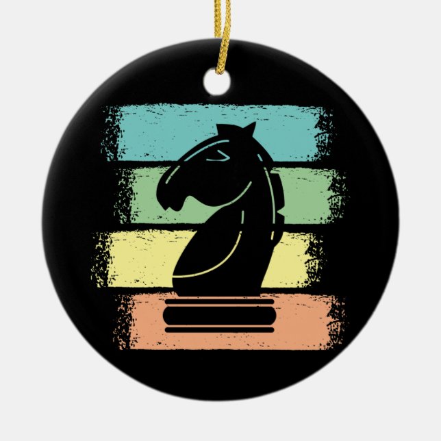 Chess Horse Retro Ceramic Ornament (Front)