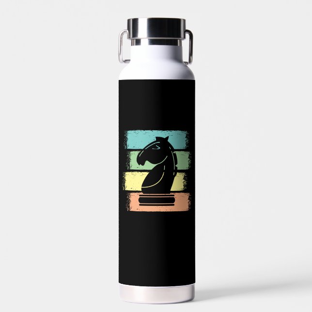 Chess Horse Retro Water Bottle (Front)