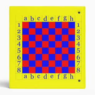 chess in blue and red binder