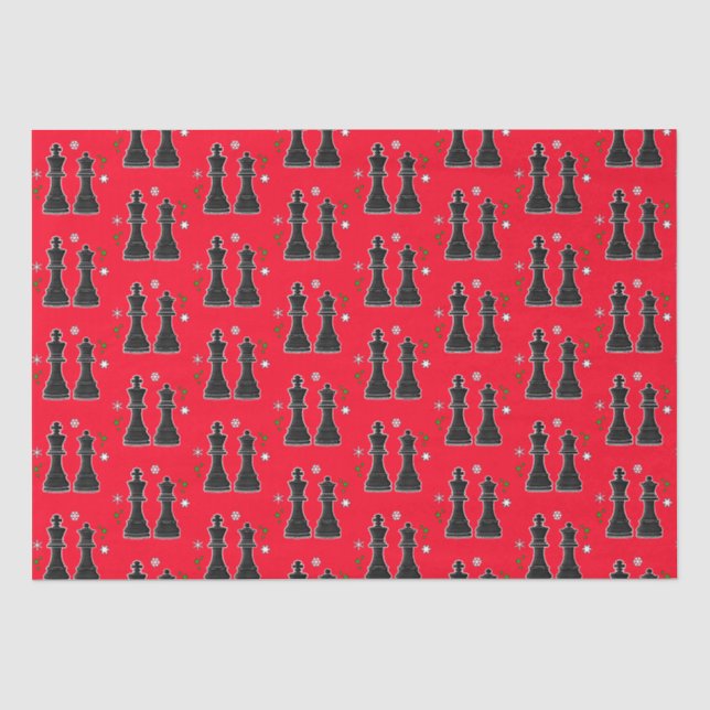 Chess King and Queen at Christmas Tissue Paper (Front)