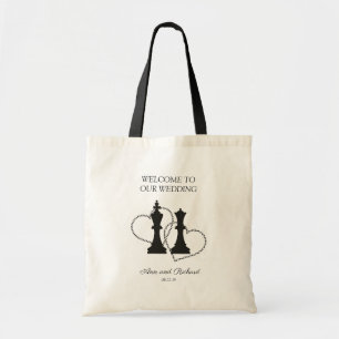 Chess King and Queen Pieces Wedding Design Tote Bag