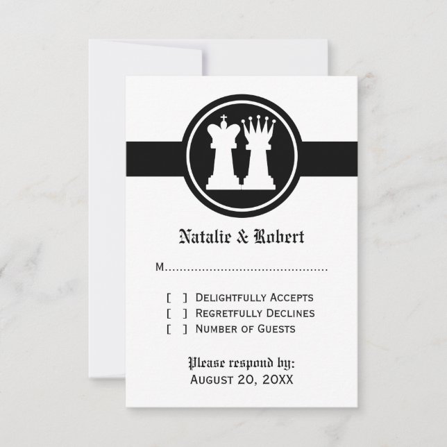 Chess King and Queen Wedding Response Card (Front)