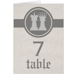 Chess King and Queen Wedding Table Card, Gray