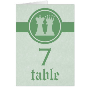Chess King and Queen Wedding Table Card, Green