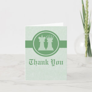 Chess King and Queen Wedding Thank You Card, Green Card
