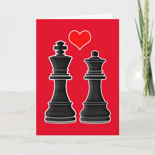 Chess King and Queen with Love Valentine's Day Holiday Card (Front)
