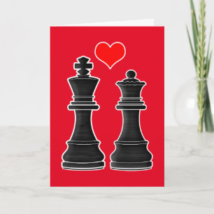 Chess King and Queen with Love Valentine's Day Holiday Card
