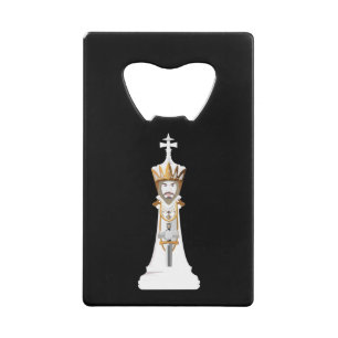 Chess king / black and white credit card bottle opener