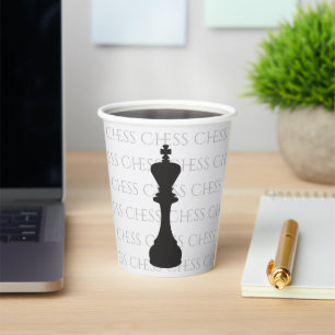 Chess King Classic Piece Modern Black, White Paper Cups