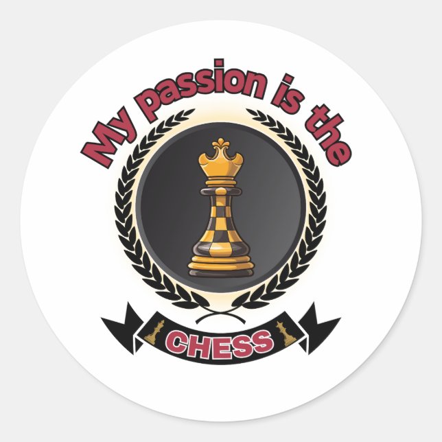 Chess King Laurel Crown Passion Strategy Power Classic Round Sticker (Front)