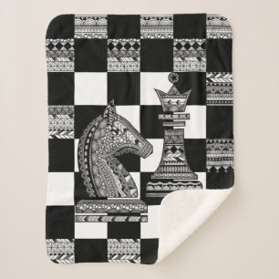Chess Knight and Queen - Zen Art Sherpa Blanket