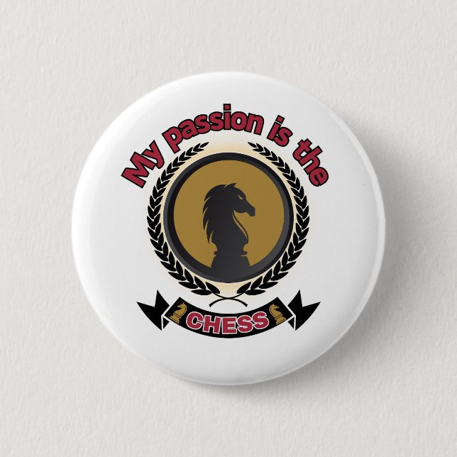 Chess Knight Laurel Crown Passion Strategy T-Shirt 2 Inch Round Button (Front)