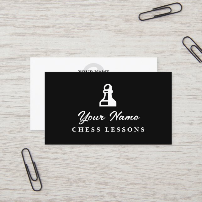 Chess lessons teacher business card template (Front/Back In Situ)