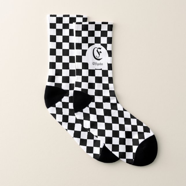 Chess Lover Custom Name Initial Socks (Pair)