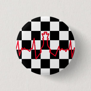 Chess Lover Heart Beat Pulse Queen Game Piece 1 Inch Round Button