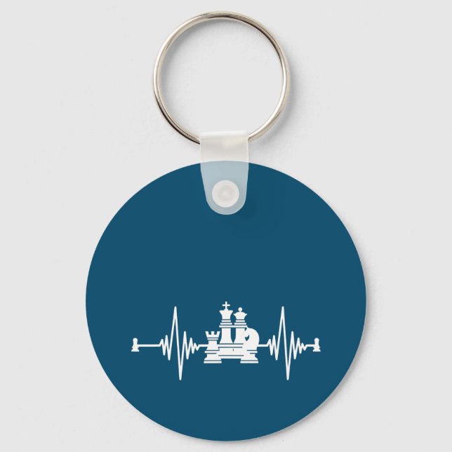 Chess Lover | Heartbeat Chess T-Shirt Keychain (Front)
