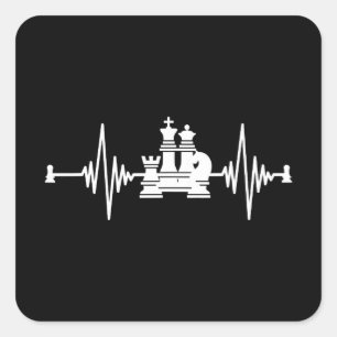Chess Lover   Heartbeat Chess T-Shirt Square Sticker