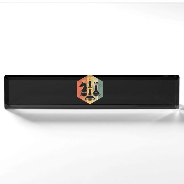 Chess Lover | Knight King Rook Chess Colourful Gif Nameplate (Front)