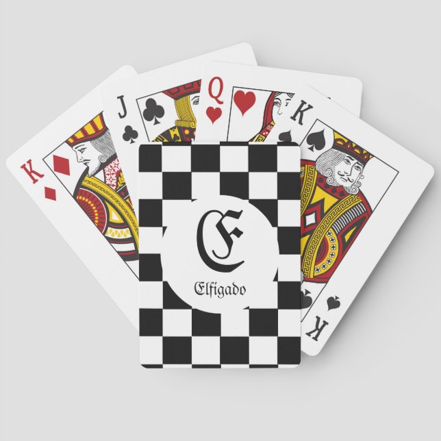 Chess Lover Name Initial Playing Cards (Back)
