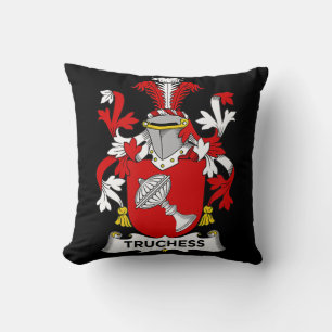 Chess Lover Truchess Coat of Arms - Family Crest Throw Pillow