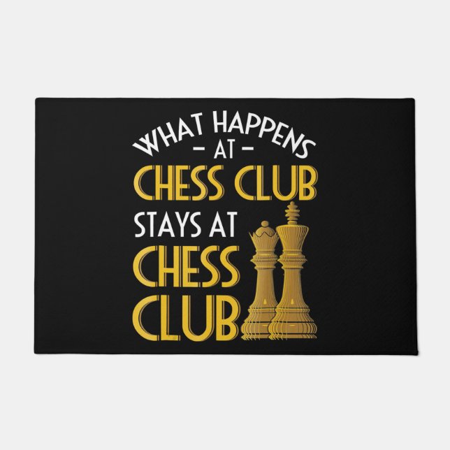 Chess Lover | What Happens At Chess Club Humor Doormat (Front)