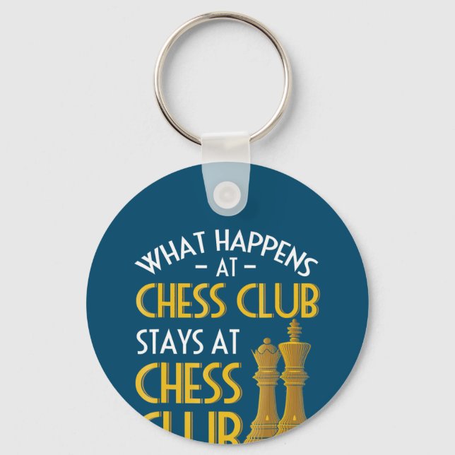Chess Lover | What Happens At Chess Club Humor Keychain (Front)