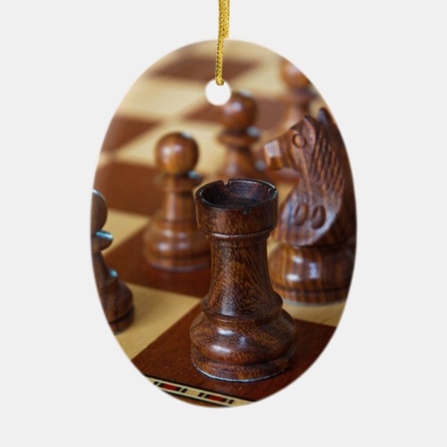 Chess Mahogany Ceramic Ornament (Front)