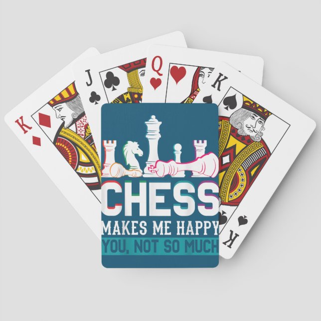 Chess Makes Me Happy Humour Funny Gift Playing Cards (Back)