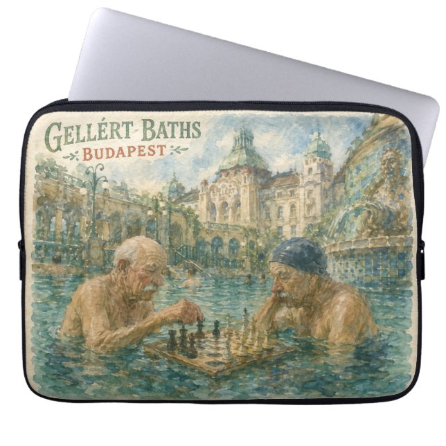 Chess match Gellert Baths Budapest Hungary Laptop Sleeve (Front)