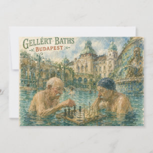 Chess match Gellert Baths Budapest Hungary Thank You Card