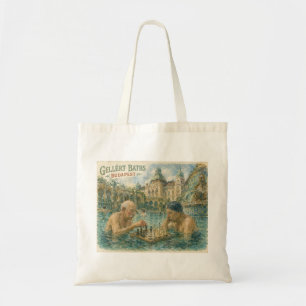 Chess match Gellert Baths Budapest Hungary Tote Bag