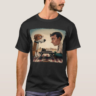 Chess Match of Wits, Man vs Dog. Chess lovers T-Shirt