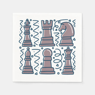 Chess Paper Napkins, Chequered Board Game Party Napkin