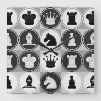 Chess Pattern Square Wall Clock