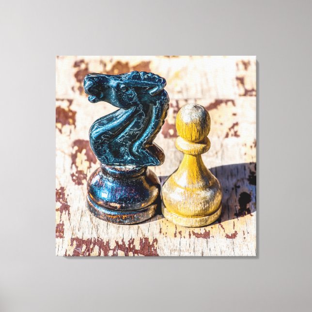 Chess Pawn and Knight - Veterans Canvas Print (Front)