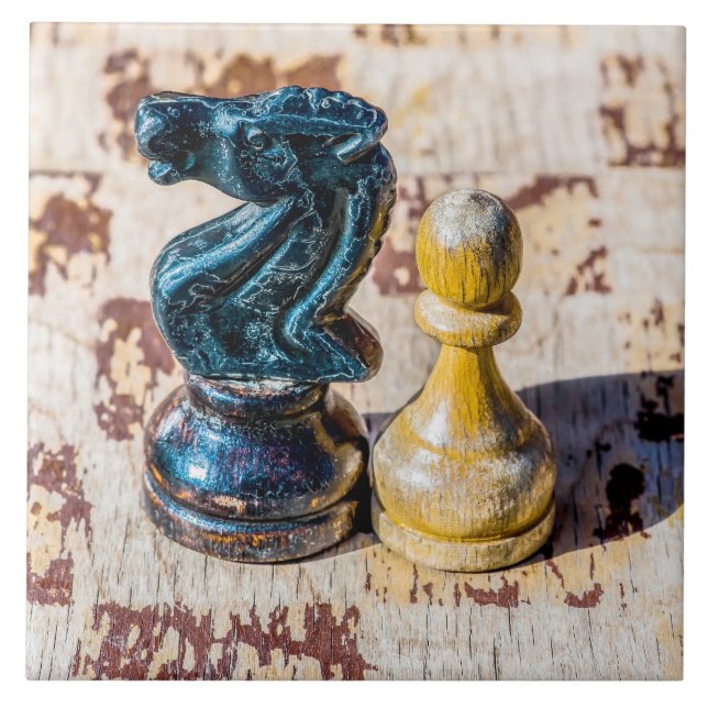Chess Pawn and Knight - Veterans Tile (Front)