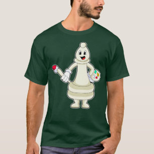 Chess piece Bishop as Painter with Brush Colour T-Shirt