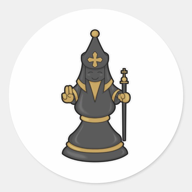Chess piece Bishop at Chess with Staff Classic Round Sticker (Front)