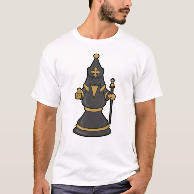 Chess piece Bishop at Chess with Staff T-Shirt (Front)