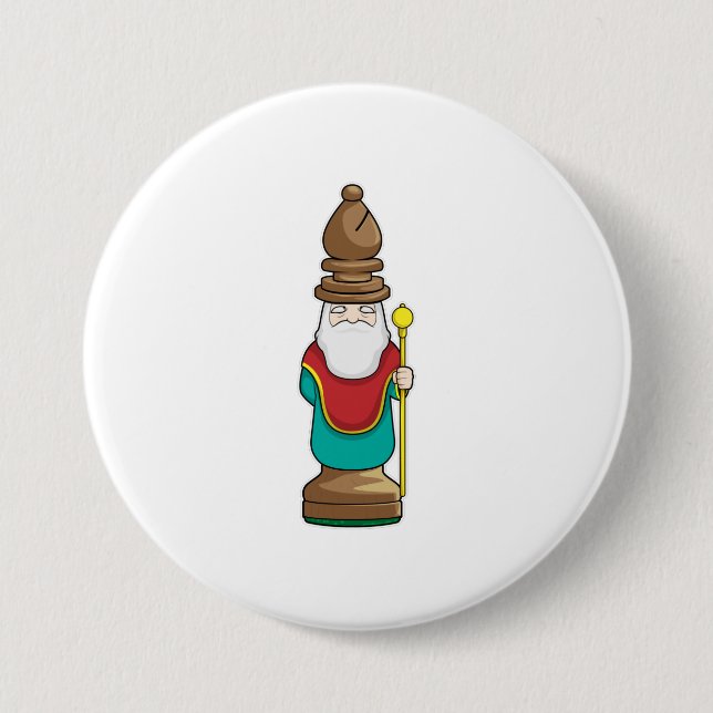 Chess piece Bishop Chess 3 Inch Round Button (Front)