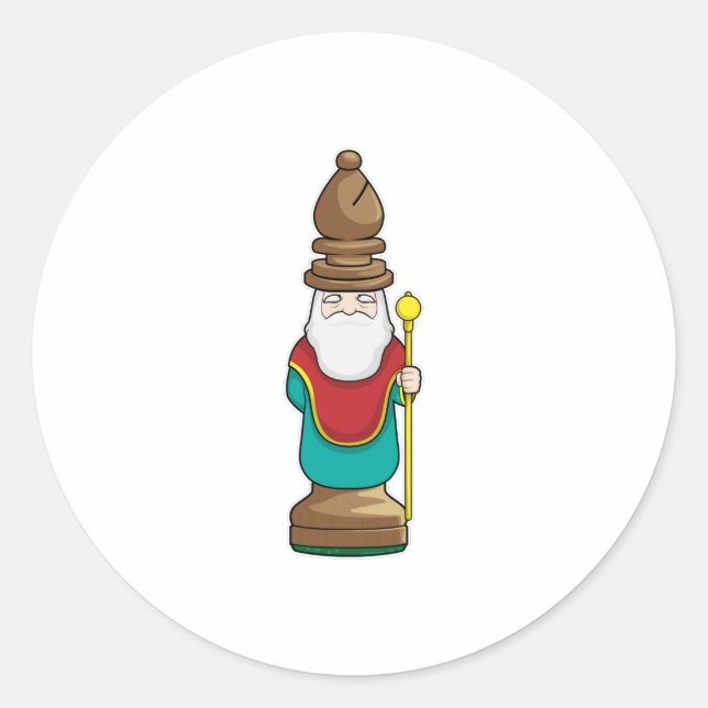 Chess piece Bishop Chess Classic Round Sticker (Front)