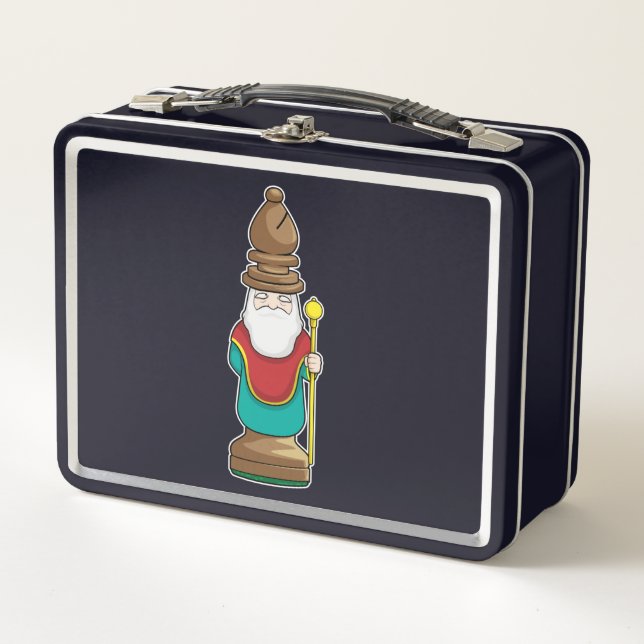 Chess piece Bishop Chess Metal Lunch Box (Front)
