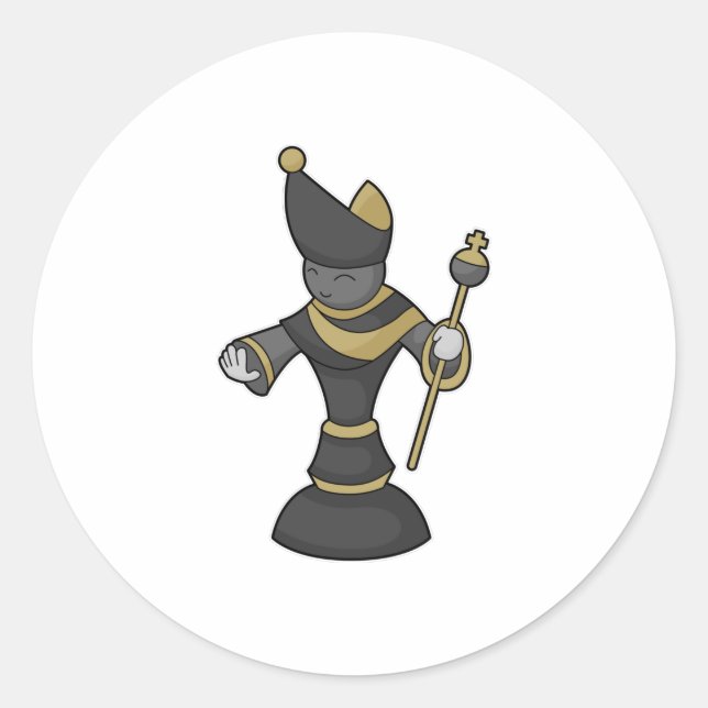 Chess piece Bishop Staff Chess Classic Round Sticker (Front)