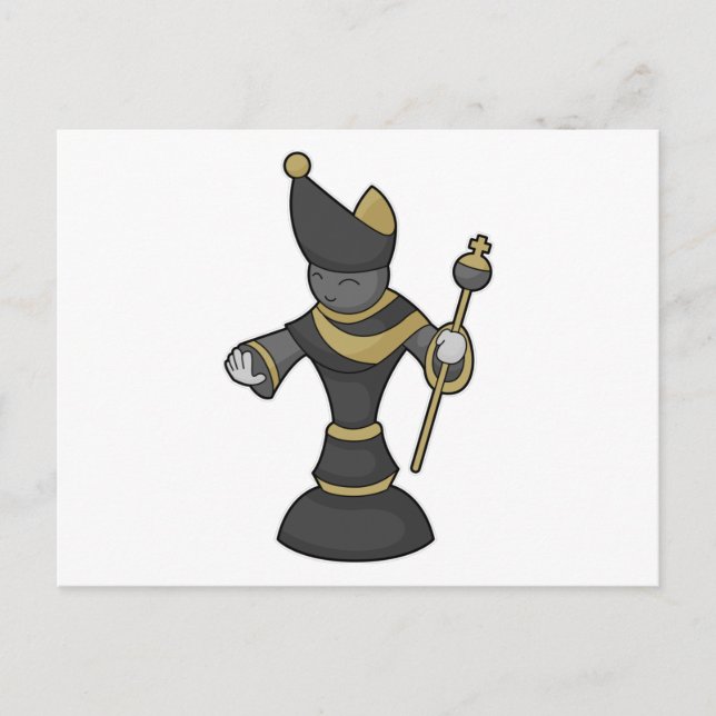 Chess piece Bishop Staff Chess Postcard (Front)