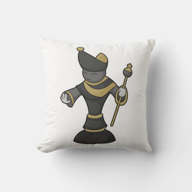 Chess piece Bishop Staff Chess Throw Pillow (Front)
