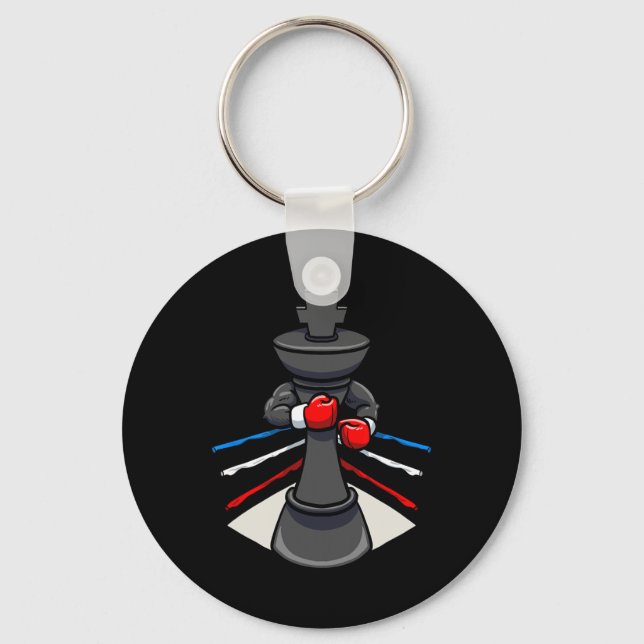 Chess Piece Boxer Boxing Gloves King  Keychain (Front)