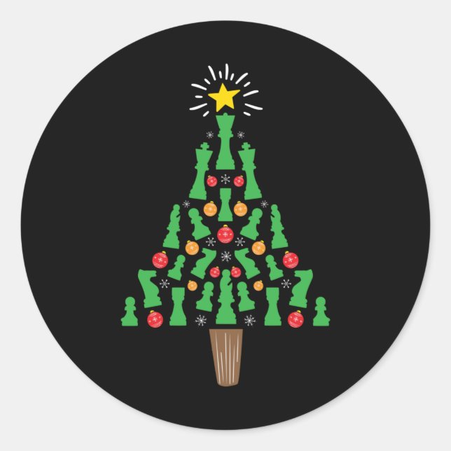 Chess Piece Christmas Tree Classic Round Sticker (Front)